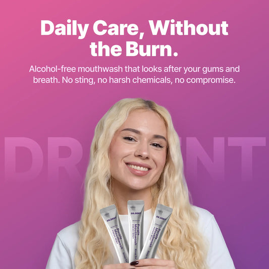 DR.DENT Purple Mouthwash - Sachets 20 Pack - Peroxide-Free - Alcohol Free - Vegan Mint